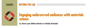 Image shows title of MRS Bulletin article "Engaging underserved audiences with materials science".